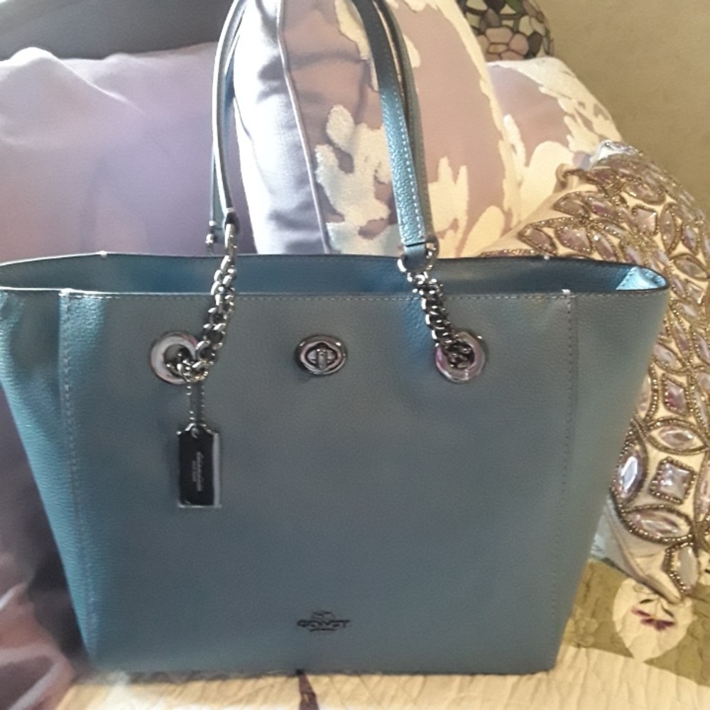 Brand new authentic light blue large coach purse